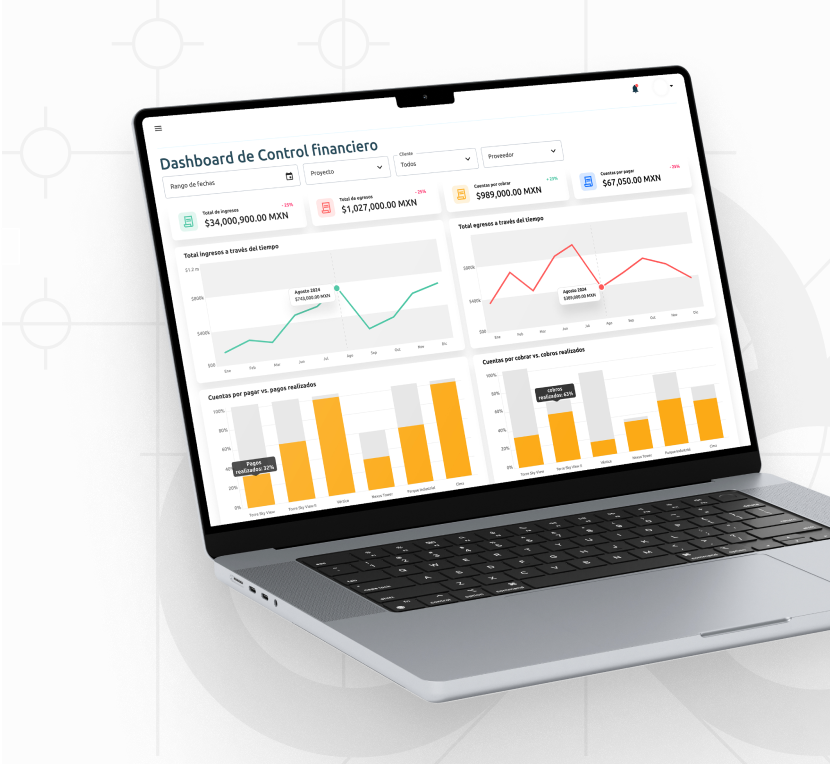 Plataforma de gestión de proyectos de construcción KONSTRUCTOR en laptop